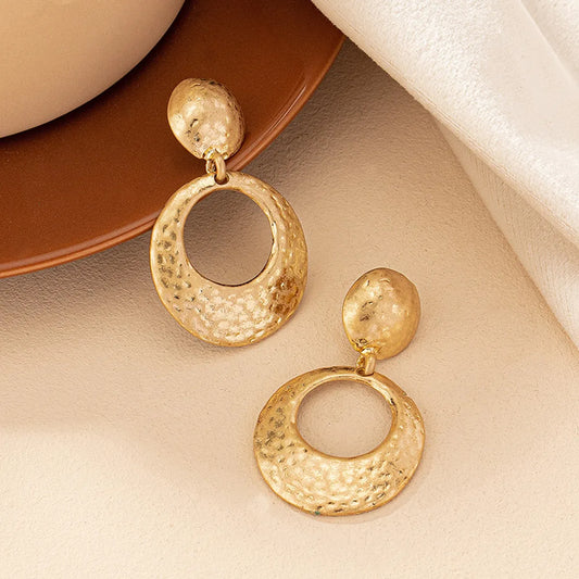 1 Pair Retro Geometric Plating Alloy Gold Plated Drop Earrings