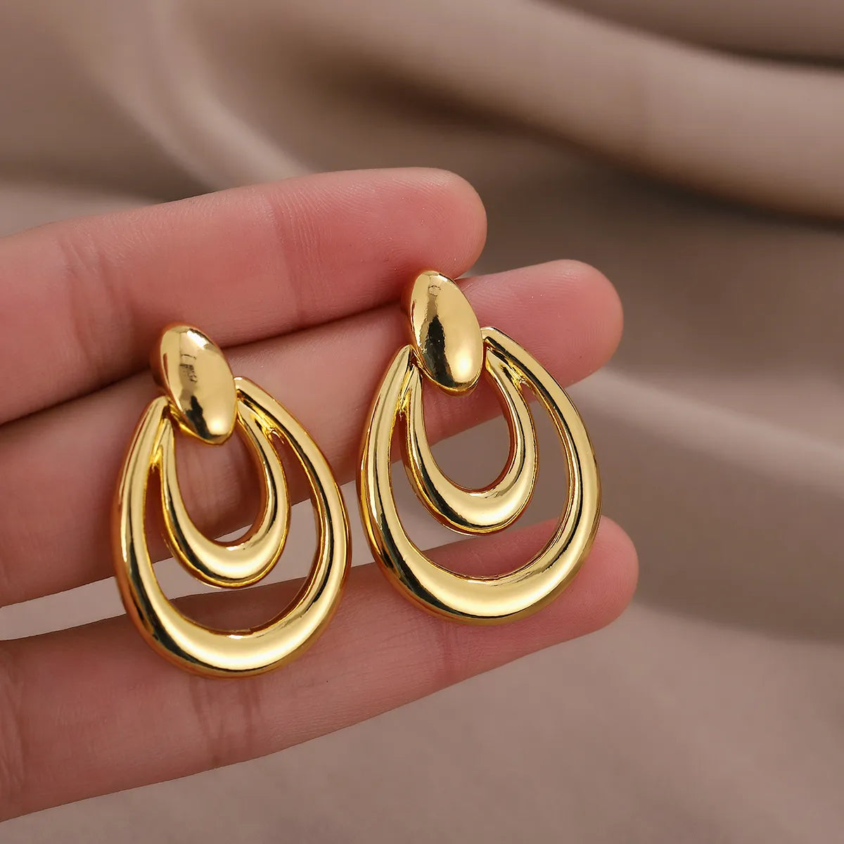 1 Pair Retro Geometric Plating Copper Ear Studs