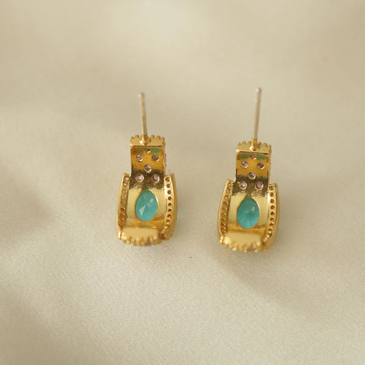 1 Pair Retro Geometric Plating Inlay Copper Zircon Earrings