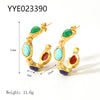1 Pair Retro Geometric Plating Inlay 304 Stainless Steel Natural Stone 18K Gold Plated Ear Studs