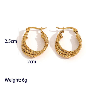 1 Pair Retro Geometric Plating 304 Stainless Steel 18K Gold Plated Earrings