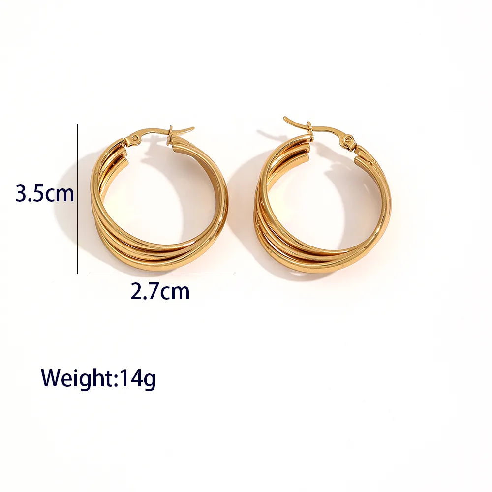 1 Pair Retro Geometric Plating 304 Stainless Steel 18K Gold Plated Earrings