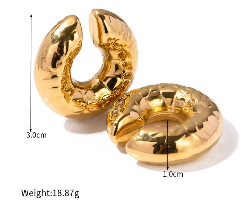 1 Pair Retro Geometric Plating 304 Stainless Steel Titanium Steel 18K Gold Plated Ear Cuffs