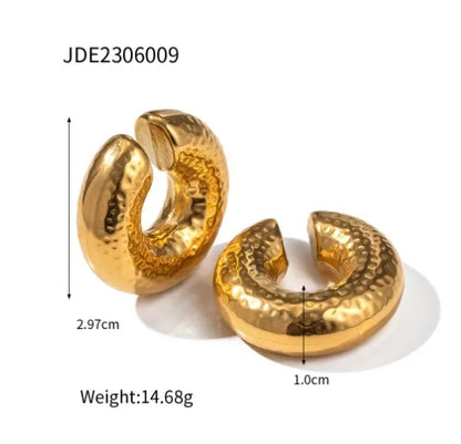 1 Pair Retro Geometric Plating 304 Stainless Steel Titanium Steel 18K Gold Plated Ear Cuffs