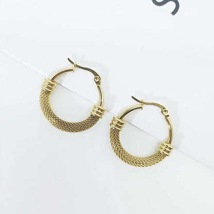 1 Pair Retro Geometric Plating Titanium Steel 18k Gold Plated Earrings