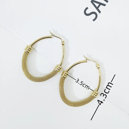 1 Pair Retro Geometric Plating Titanium Steel 18k Gold Plated Earrings