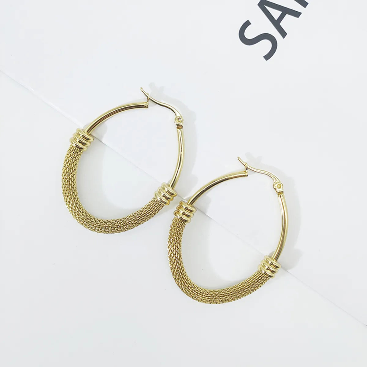 1 Pair Retro Geometric Plating Titanium Steel 18k Gold Plated Earrings