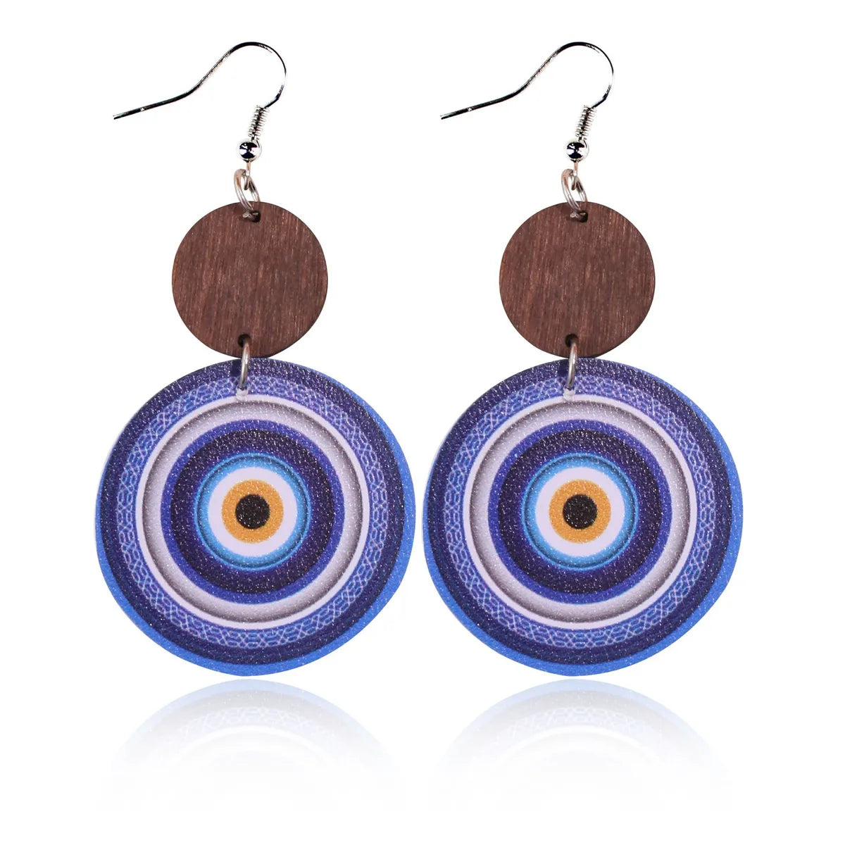 1 Pair Retro Geometric Pu Leather Wood Drop Earrings