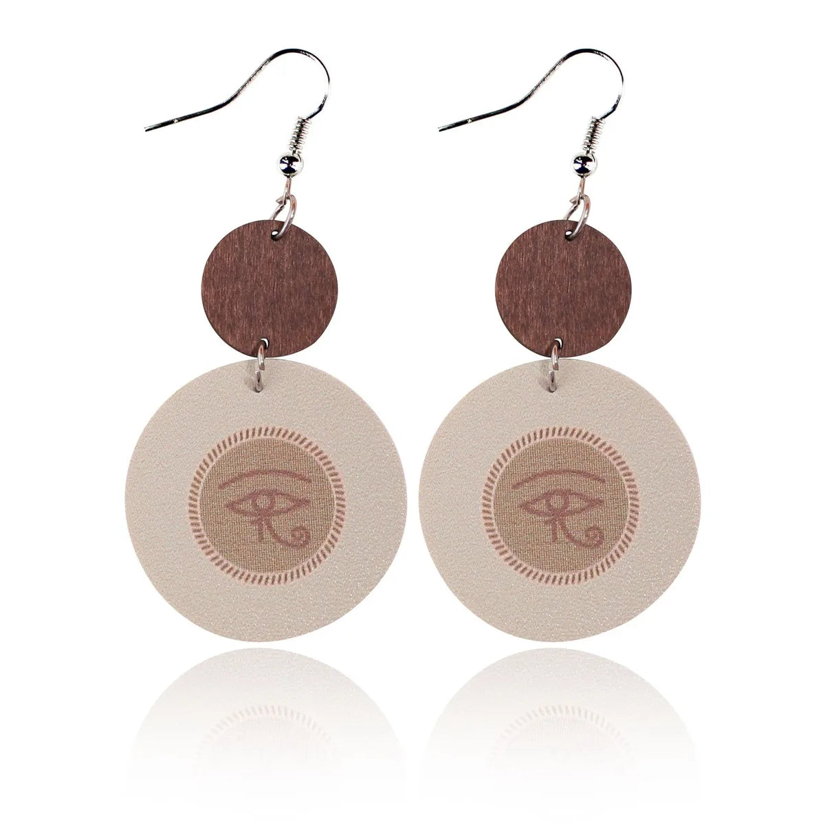 1 Pair Retro Geometric Pu Leather Wood Drop Earrings