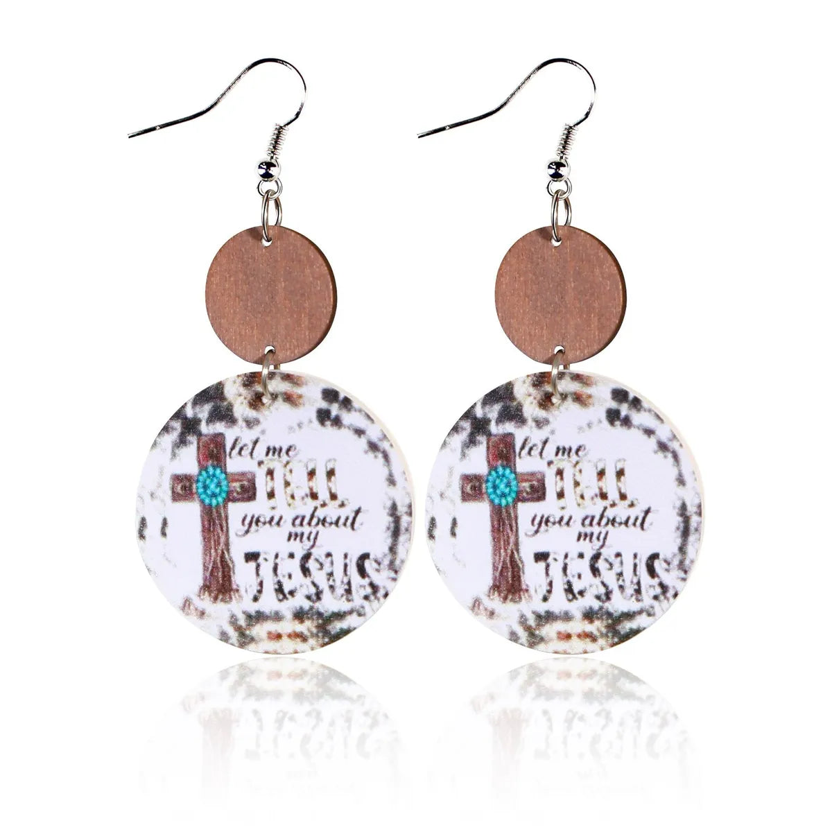 1 Pair Retro Geometric Pu Leather Wood Drop Earrings