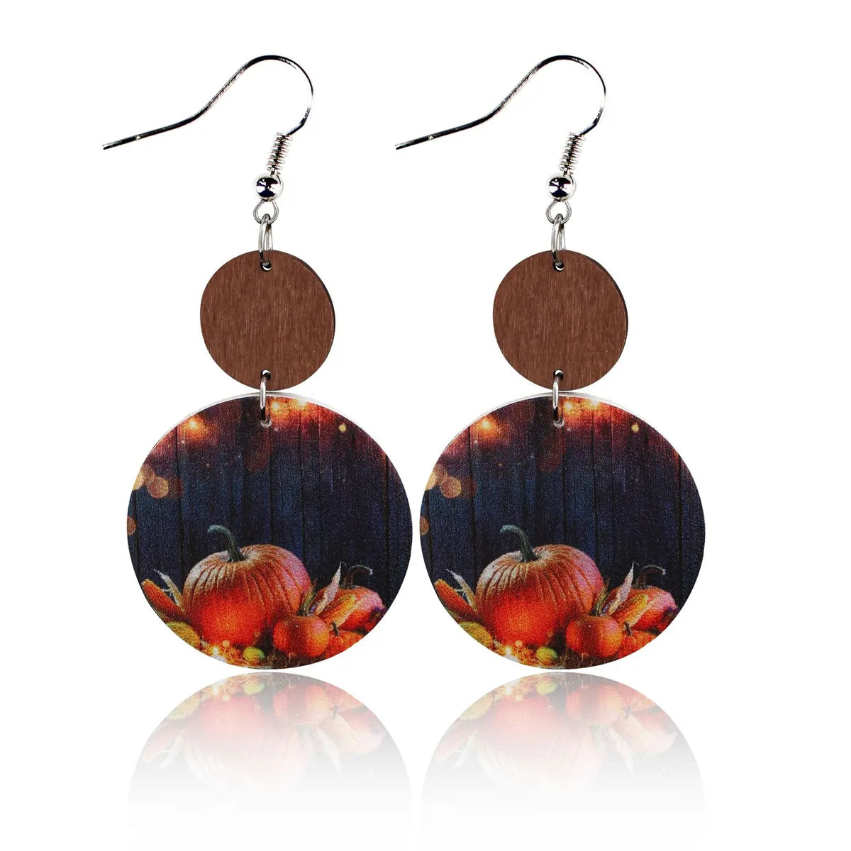 1 Pair Retro Geometric Pu Leather Wood Drop Earrings