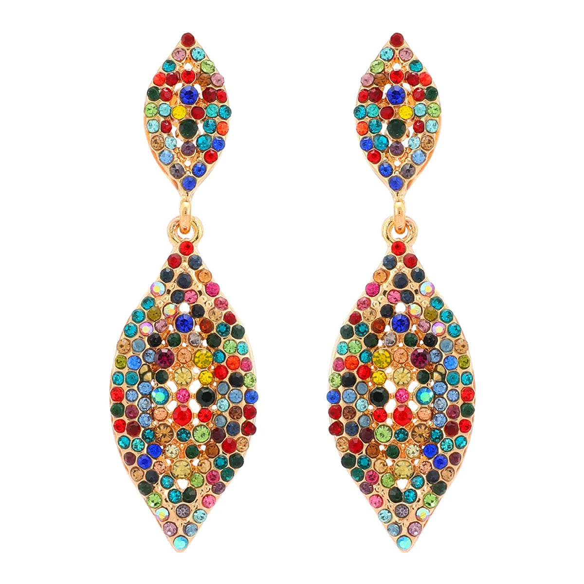 1 Pair Retro Geometric Inlay Rhinestone Artificial Gemstones Drop Earrings