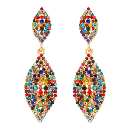 1 Pair Retro Geometric Inlay Rhinestone Artificial Gemstones Drop Earrings