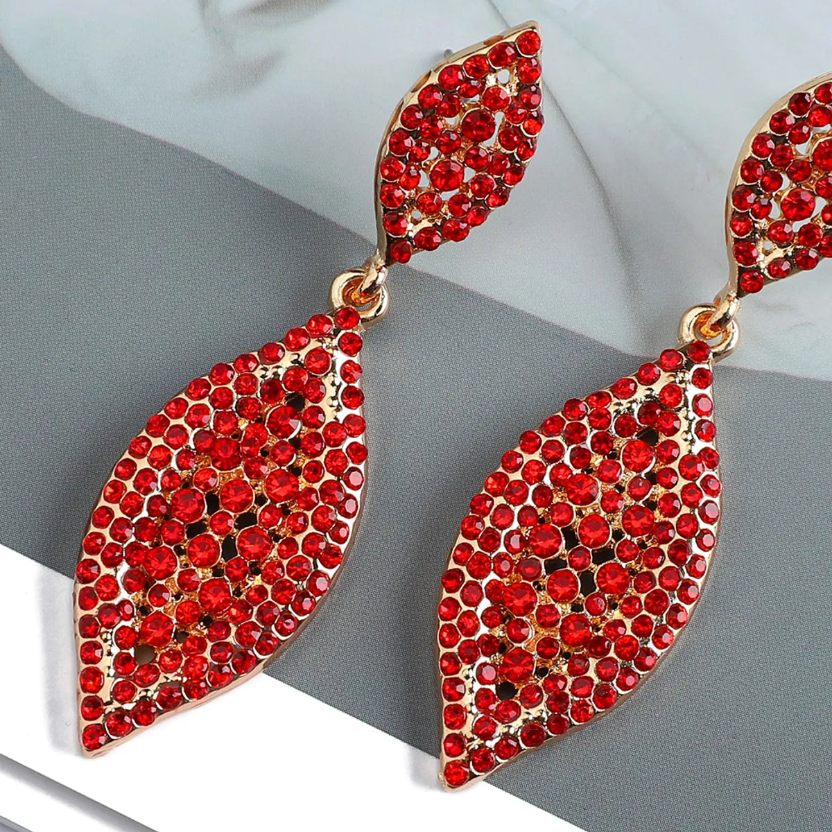 1 Pair Retro Geometric Inlay Rhinestone Artificial Gemstones Drop Earrings