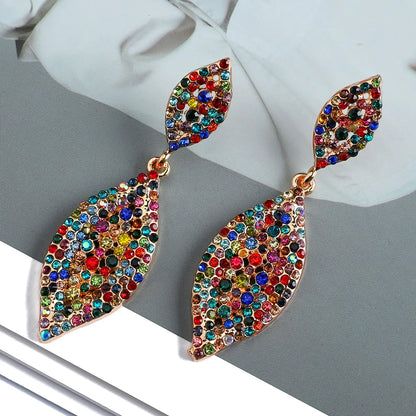 1 Pair Retro Geometric Inlay Rhinestone Artificial Gemstones Drop Earrings