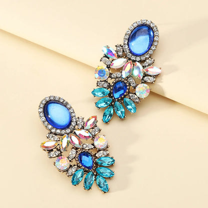 1 Pair Retro Geometric Rhinestone Plating Women's Drop Earrings