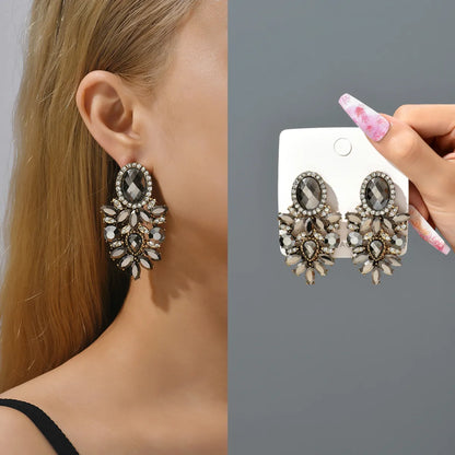 1 Pair Retro Geometric Rhinestone Plating Women's Drop Earrings