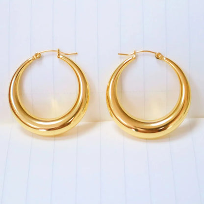 1 Pair Retro Geometric Solid Color Stainless Steel Plating Hoop Earrings