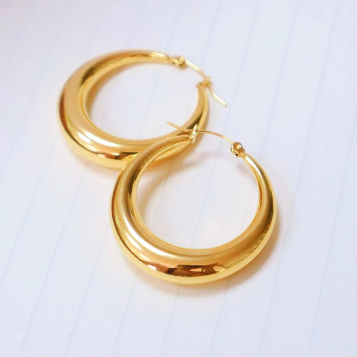 1 Pair Retro Geometric Solid Color Stainless Steel Plating Hoop Earrings