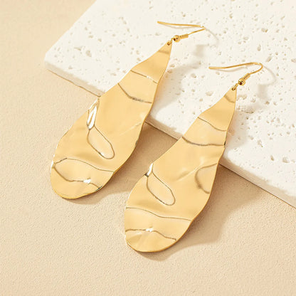 1 Pair Retro Geometric Water Droplets Plating Alloy Drop Earrings