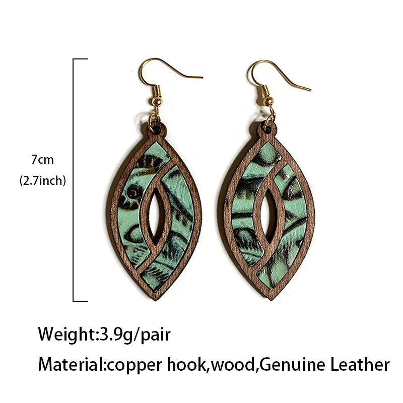 1 Pair Retro Geometric Water Droplets Pu Leather Drop Earrings