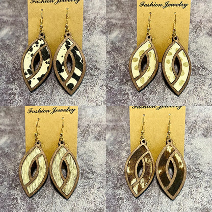 1 Pair Retro Geometric Water Droplets Pu Leather Drop Earrings