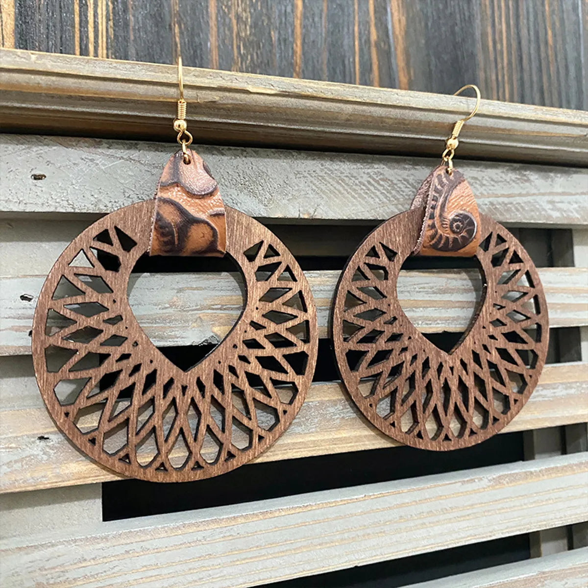 1 Pair Retro Geometric Water Droplets Wood Ear Hook