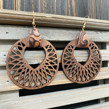 1 Pair Retro Geometric Water Droplets Wood Ear Hook