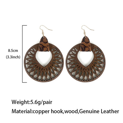 1 Pair Retro Geometric Water Droplets Wood Ear Hook