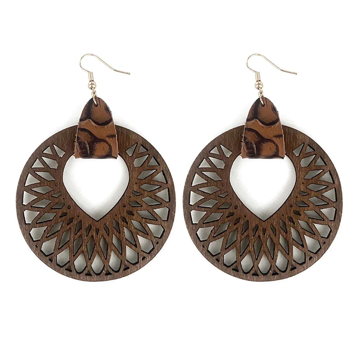 1 Pair Retro Geometric Water Droplets Wood Ear Hook