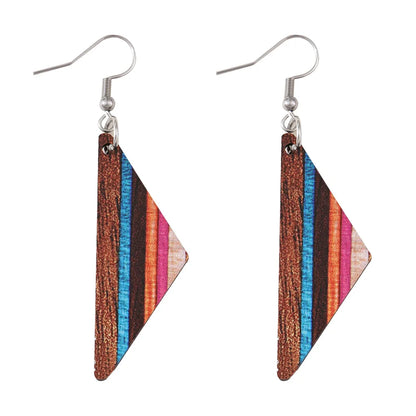 1 Pair Retro Geometric Wood Drop Earrings