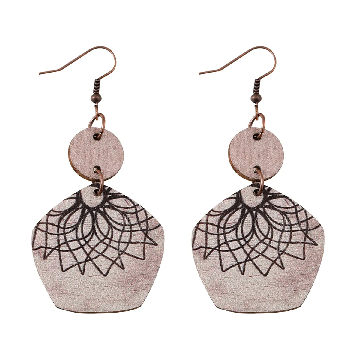 1 Pair Retro Geometric Wood Drop Earrings