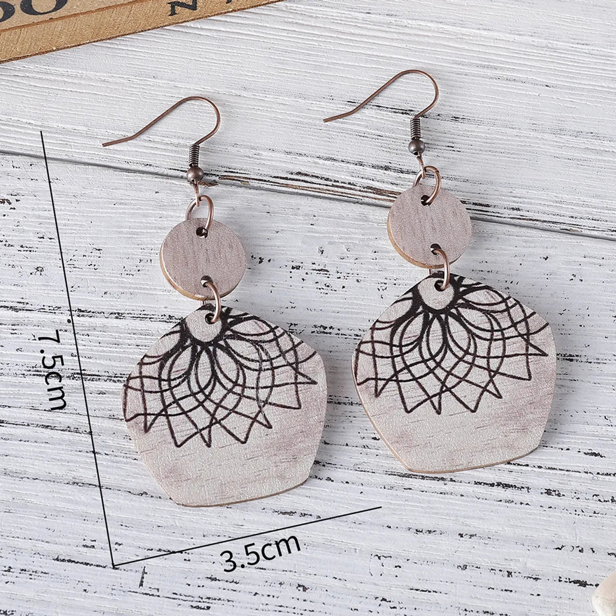 1 Pair Retro Geometric Wood Drop Earrings