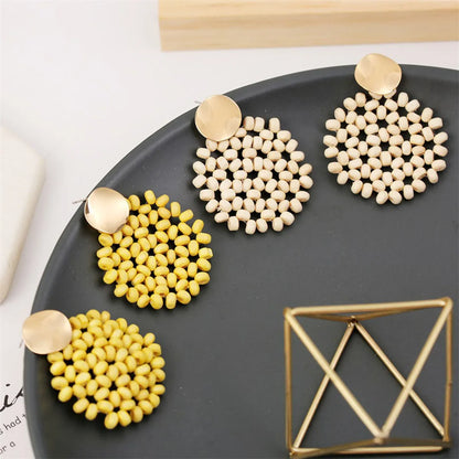 1 Pair Retro Geometric Wood Handmade Women's Drop Earrings