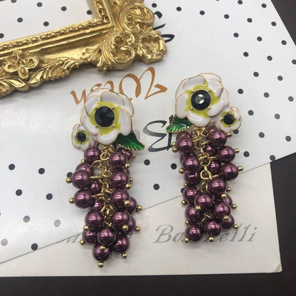 1 Pair Retro Grape Plating Alloy Drop Earrings