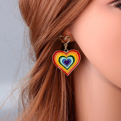 1 Pair Retro Heart Shape Alloy Enamel Women's Drop Earrings