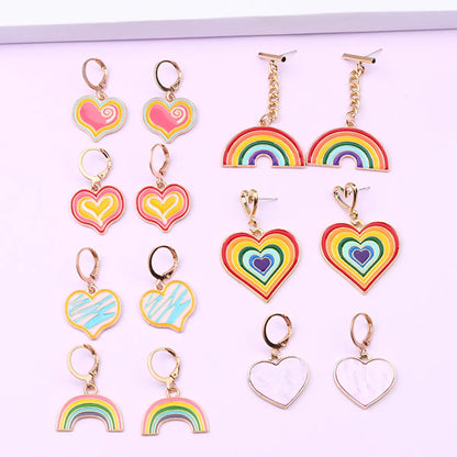 1 Pair Retro Heart Shape Alloy Enamel Women's Drop Earrings