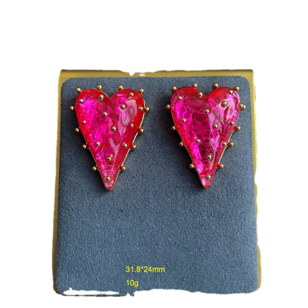 1 Pair Retro Heart Shape Alloy Plating Resin Women's Earrings