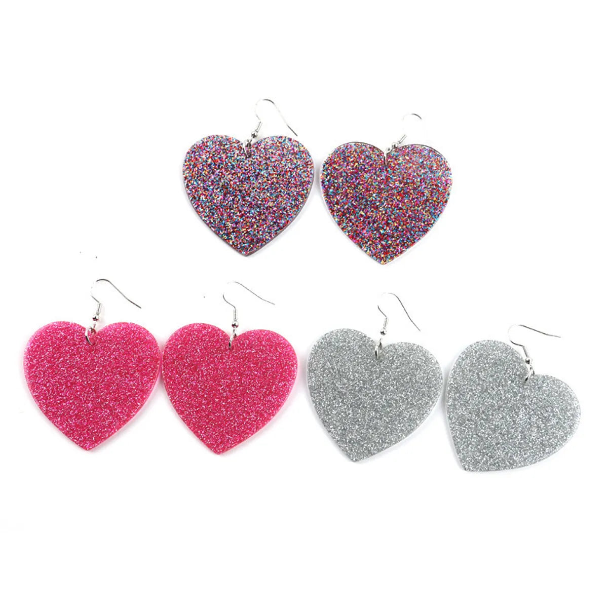 1 Pair Retro Heart Shape Arylic Women's Drop Earrings