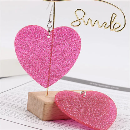 1 Pair Retro Heart Shape Arylic Women's Drop Earrings