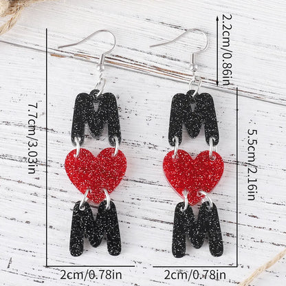 1 Pair Retro Heart Shape Butterfly Arylic Drop Earrings