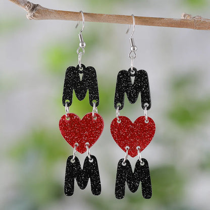 1 Pair Retro Heart Shape Butterfly Arylic Drop Earrings