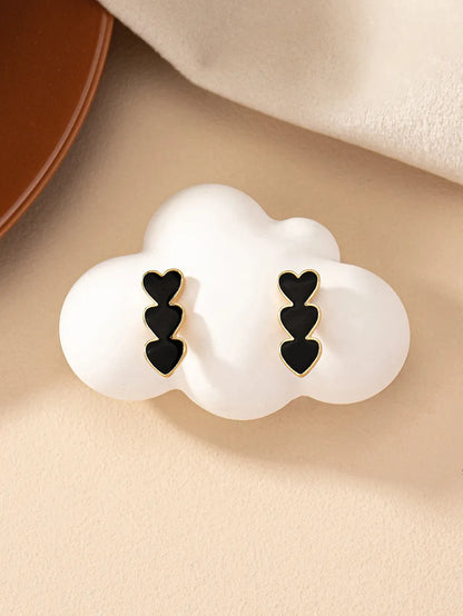 1 Pair Retro Heart Shape Enamel Plating Alloy Ear Studs