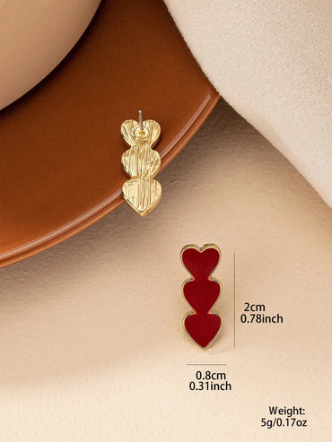 1 Pair Retro Heart Shape Enamel Plating Alloy Ear Studs