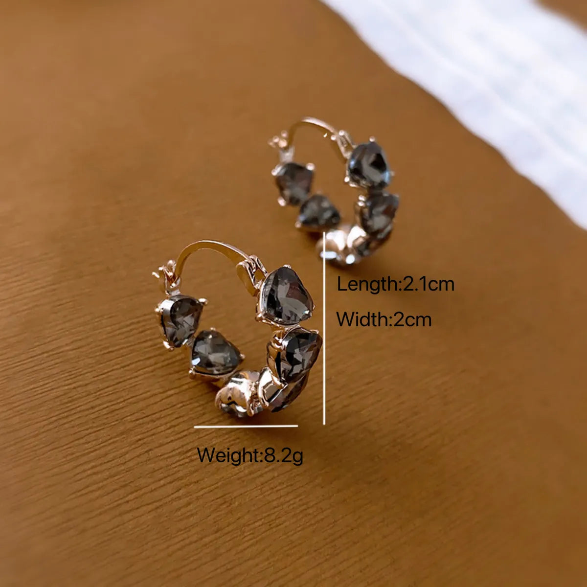 1 Pair Retro Heart Shape Inlay Alloy Rhinestones Hoop Earrings