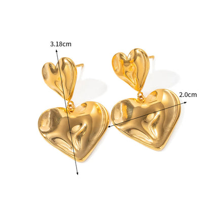 1 Pair Retro Heart Shape Metal Drop Earrings