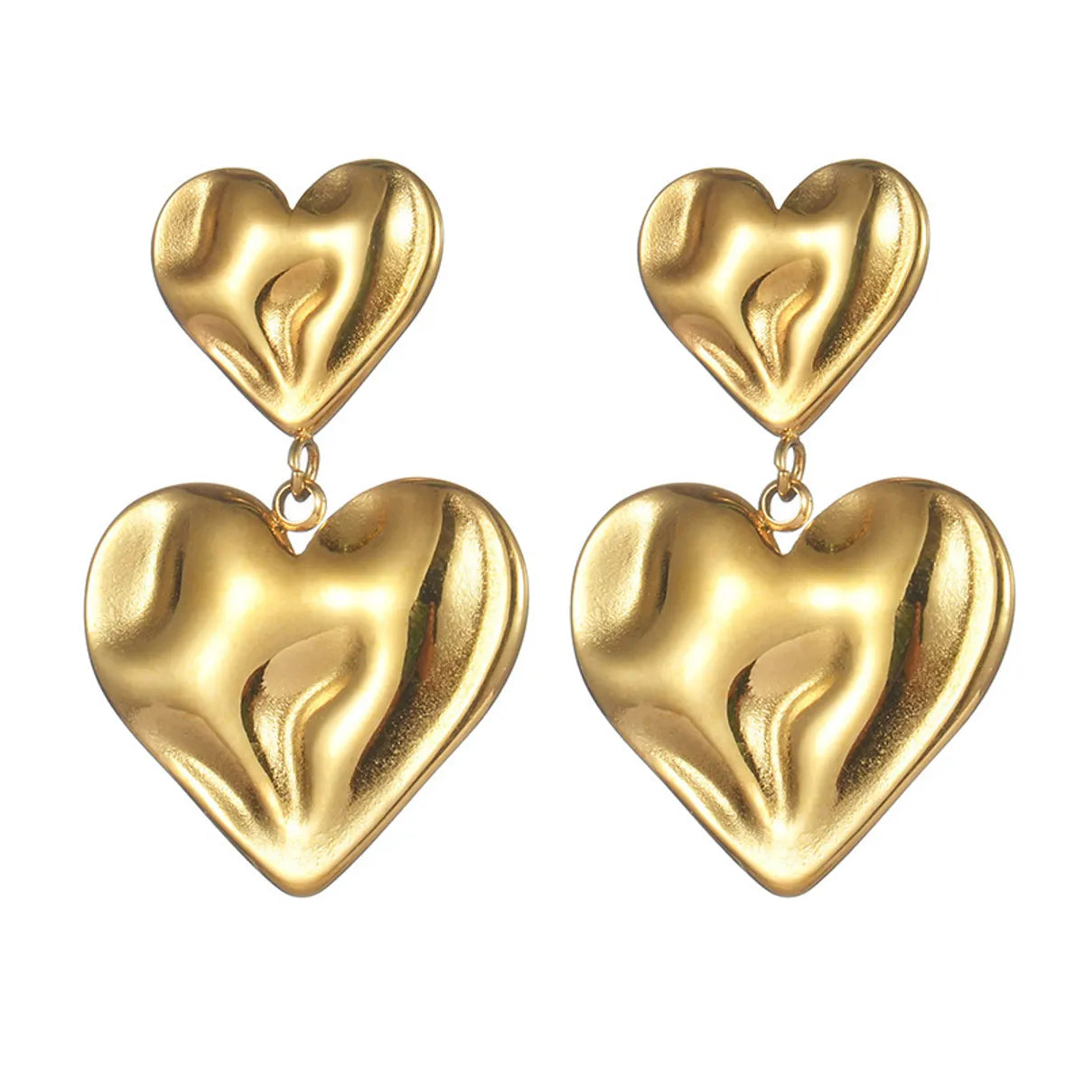 1 Pair Retro Heart Shape Metal Drop Earrings