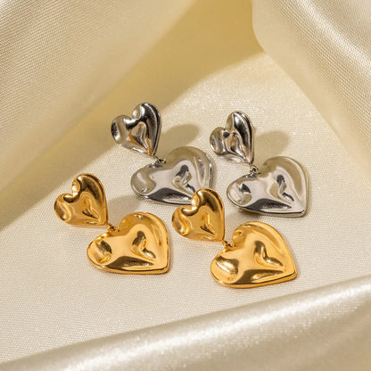 1 Pair Retro Heart Shape Metal Drop Earrings