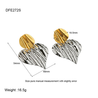 1 Pair Retro Heart Shape Plating 304 Stainless Steel Earrings