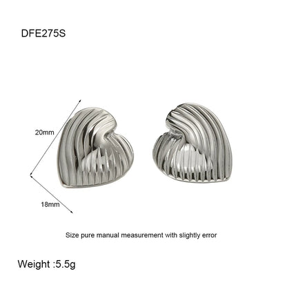 1 Pair Retro Heart Shape Plating 304 Stainless Steel Earrings